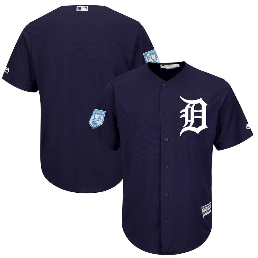 Men's Detroit Tigers Blank Navy 2019 Spring Training Cool Base Stitched MLB Jersey